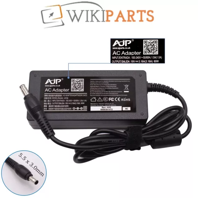 New Replacement Laptop Adapter For SAMSUNG NP-Q330 19V 3.16A Power Supply