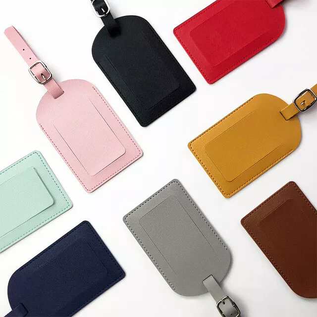 Leather Luggage Tags Suitcase ID Card Name Label Baggage Address Travel Holiday