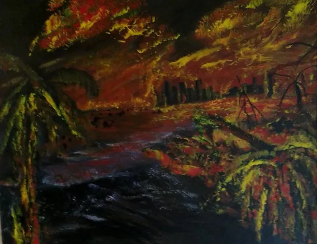 Lahania Massacre, Acrylic Painting by WV Artist, O'Prunty