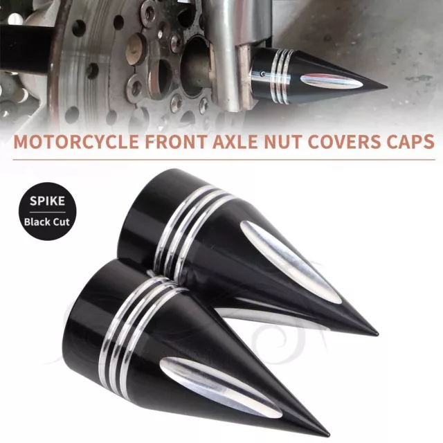Black Cut Front Axle Cap Nut Cover For Harley Dyna FXD FXDC Road Street Glide