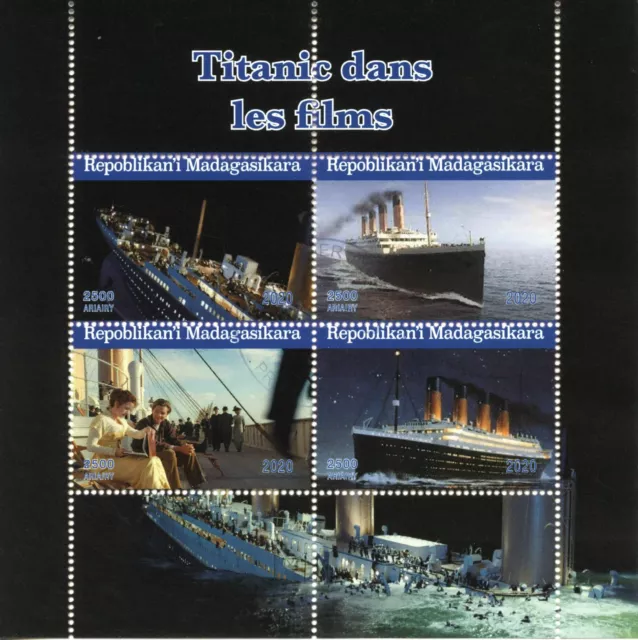 Titanic Stamps Madagascar 2020 CTO Ships Movies Leonardo Dicaprio Boats 4v M/S