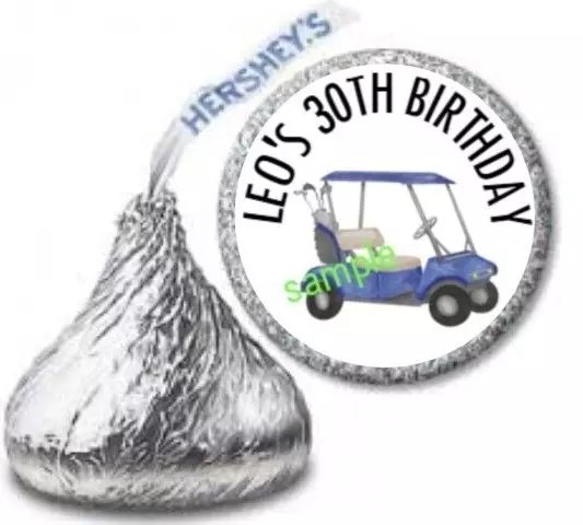 108 GOLF Birthday or Retirement PERSONALIZED Kiss Stickers Kisses Labels FAVORS