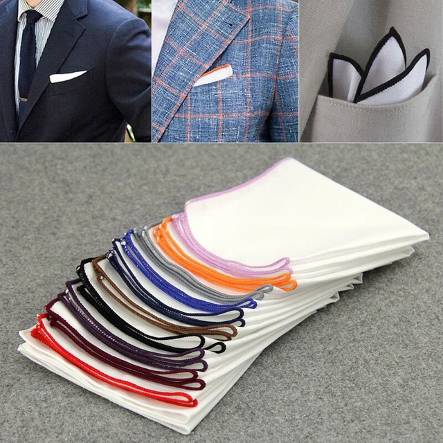 Fazzoletto da uomo casual cotone Hanky quadrato semplice accessorio festa di nozze