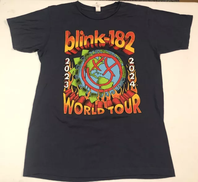 RARE BLINK182 OFFICIAL 20232024 World Tour Merch DoubleSided Tshirt