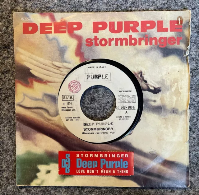 Deep Purple Stormbringer 45 7’ Italy Jukebox + Original Strip + Holed Sleeve !!