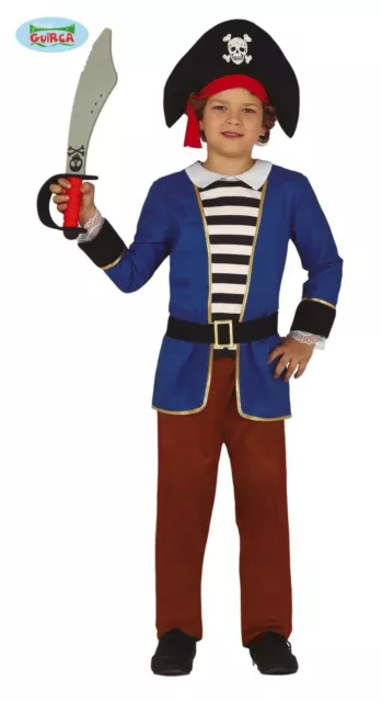 Costume Carnevale Pirata Blu Bambino Vestito Guirca Pirata Bucanero Unisex