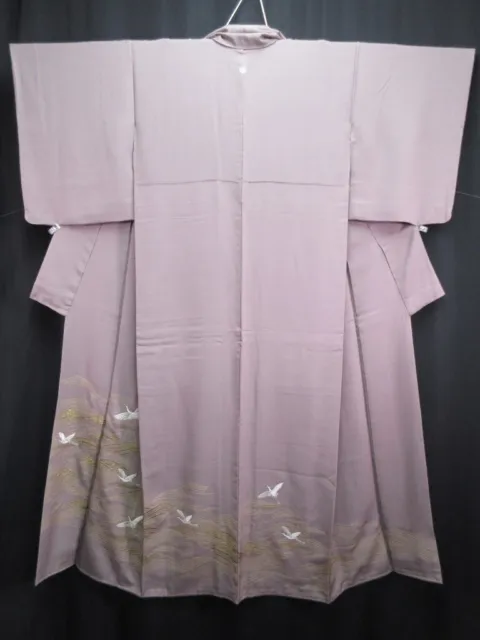 7186 Silk Japanese Kimono Robe Dress Embroidery Crane Birds Irotomesode