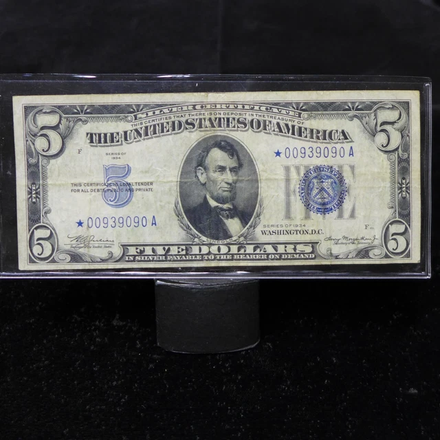 1934 $5  Silver Certificate, ☆STAR NOTE☆ - Fine