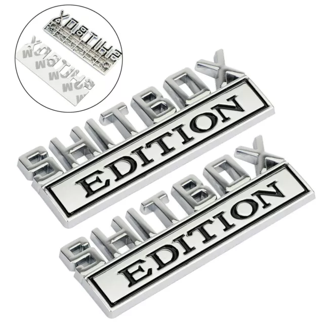 2pc Shitbox Edition Emblem Decal Badges Stickers Pour Ford Chevr Car Truck H8