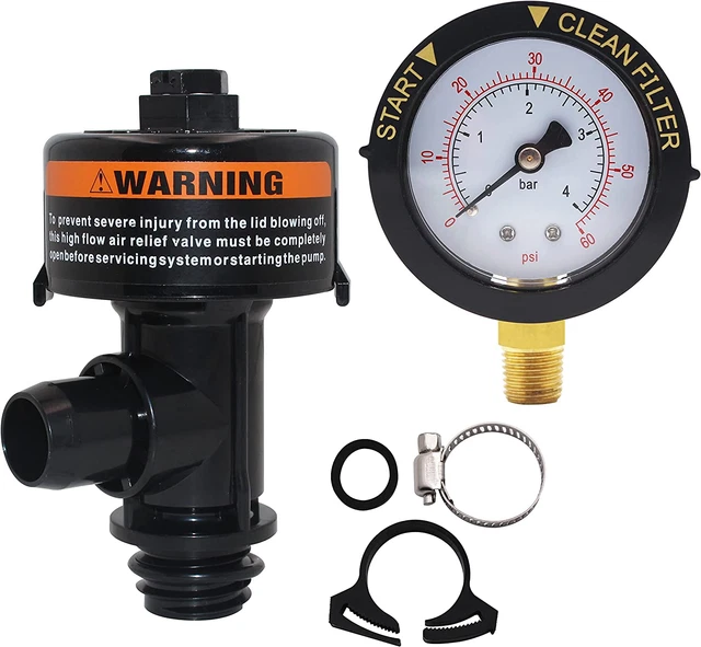 98209800 MANUAL AIR Relief Valve with Pressure Gauge for Pentair Pool