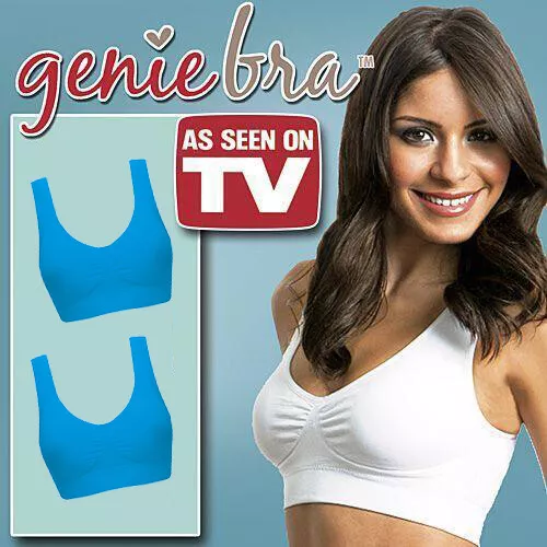 TWO Genuine Genie Bra Comfort Support Seamless S M L XL XXL XXXL Blue