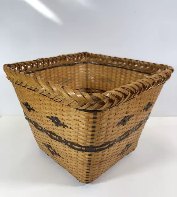 XLarge Wicker Basket Flat Herb Flower Gathering Chic Vintage Woven Rattan  22x29