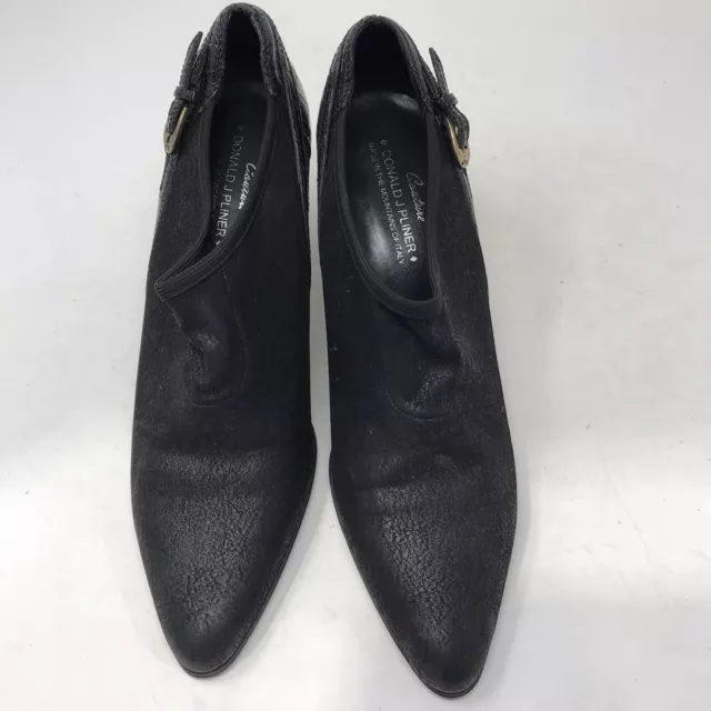 Donald J Pliner Shoes Womens 8.5M Couture Slip On Heels Black Faux Leather EUC