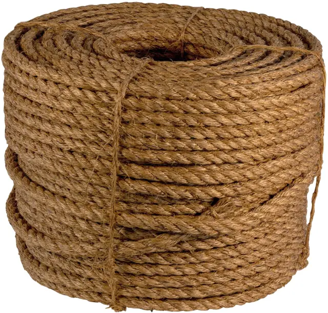 twisted Manila Rope I 3 Strand Natural Fiber Rope I 1/4 inch x 600 feet I Multip