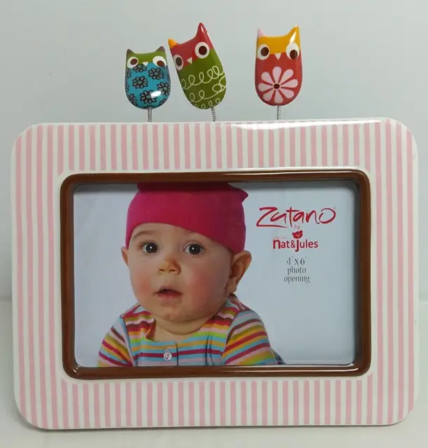 Zutano By Demdaco Nat and Jules Children Stripes Picture Frame Owl With Stand
