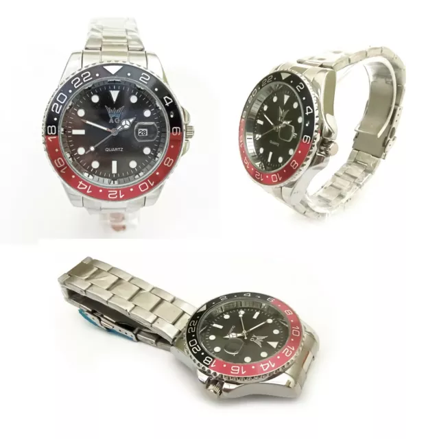 OROLOGIO AG Mariner Type Quartz Datario Water Resistent Acciaio Rosso Nero EUR 39 99 PicClick IT