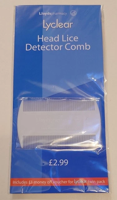 Lyclear White Double Sided Nit Comb for Head Lice Detection Kids Pet Flea