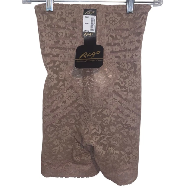 RAGO SHAPEWEAR GIRDLE Womens Medium USA Made High Waisted Shorts Lace ...