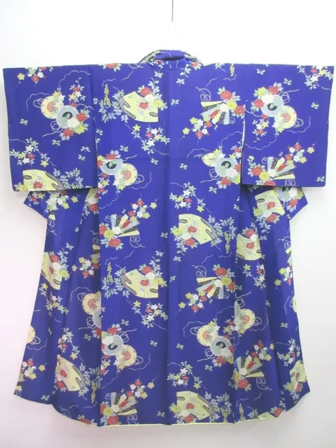 7877L5 Silk Vintage Japanese Kimono Robe Dress Folding Fan Plum blossom