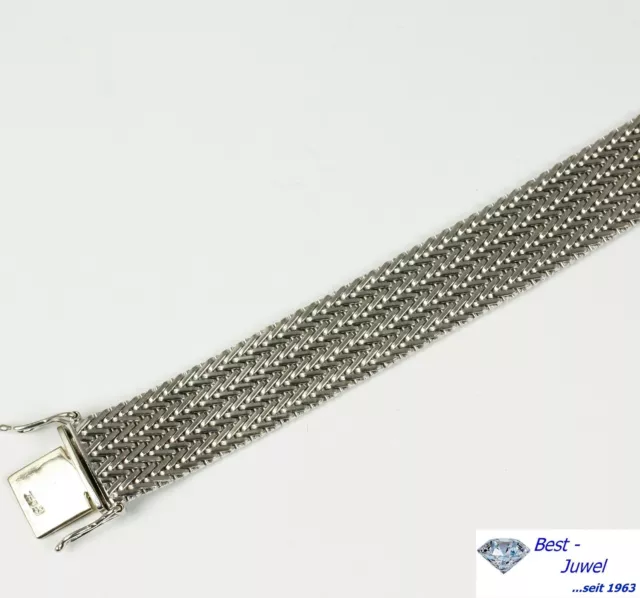 Massiccio Bracciale, 750 Oro Bianco; 18 Carato, Peso 31,6 Grammi Lungo 18,5 CM