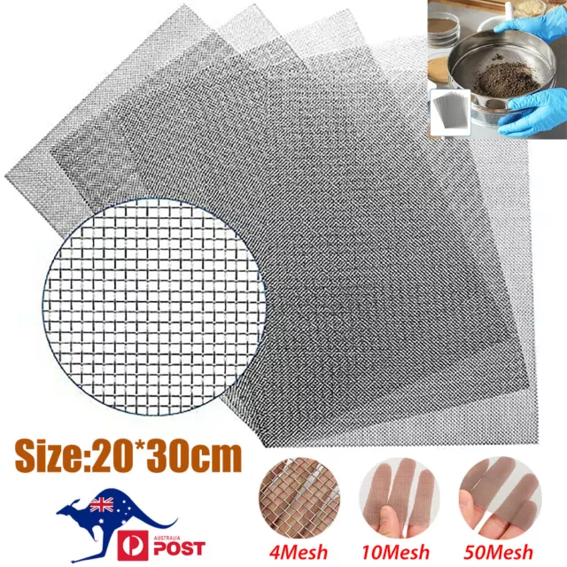 20x30cm 4/10/50Mesh Stainless Steel Woven Wire Filtration Filter Screen Sheet AU