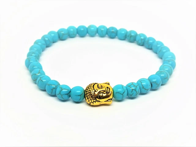 2 Bracelets Pierres Agate bleue Howlite - Grandes tailles disponibles