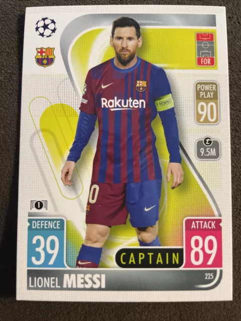 2021-22 TOPPS MATCH Attax UEFA Lionel Messi Captain #225 FC Barcelona ...