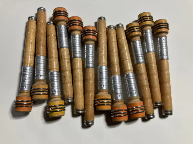 Lot of 12 Textile Mill Wooden Vintage Spools Bobbin Quills 7" Primitive Lot #O