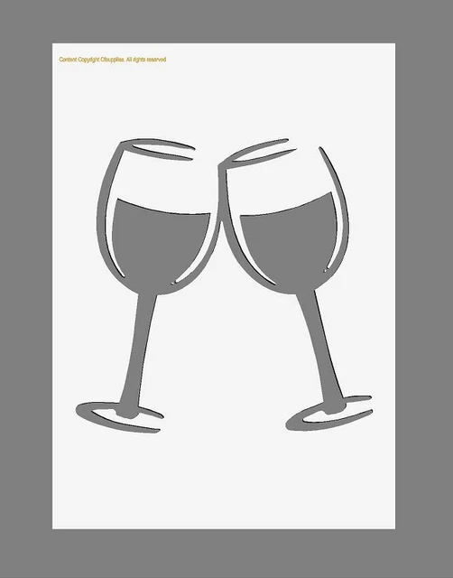 MYLAR STENCIL 'WINE Glasses' 125/190 micron A3/A4/A5 sizes £3.99 ...