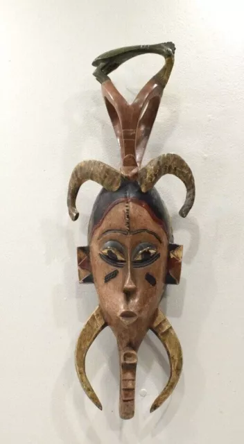 African Mask Baule Painted Wood Mali