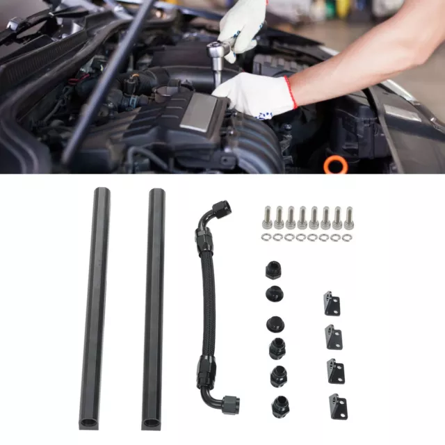 Car High Flow Fuel Rails Kit 8AN Port Billet Aluminium Black Stable Performance