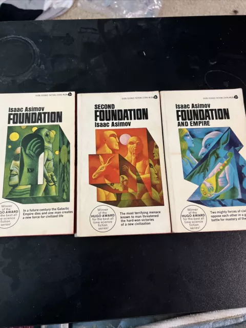 THE FOUNDATION TRILOGY Isaac Asimov Vintage Avon 1966 Paperback Hugo Award