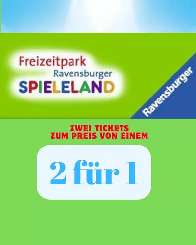 RAVENSBURGER SPIELELAND Gutschein Online Code 2 für 1 Wert 48€ Flexi Ticket