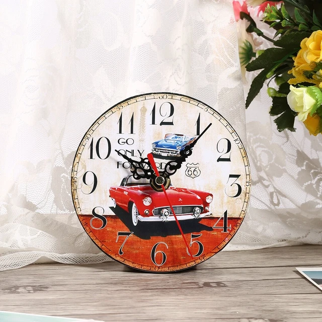(#2)Horloge Murale Antique Créative Style Vintage Horloges Rondes En Bois FR