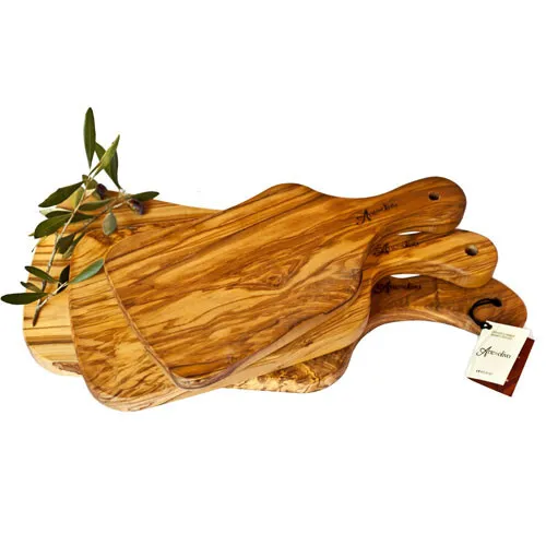 Planche à découper en bois d'olivier avec rigole et poignée 50cm -  Provence-Olivier