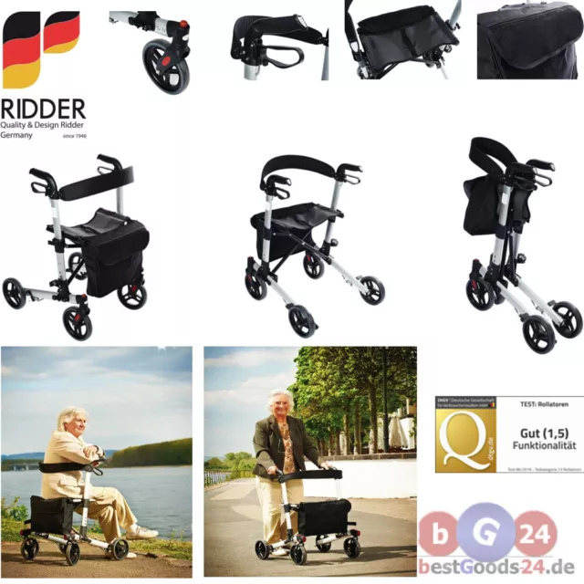 Ridder Rollator Deluxe 4 Rad Gehhilfe Gehwagen Zusammenklappbar Sehr kompakt Neu