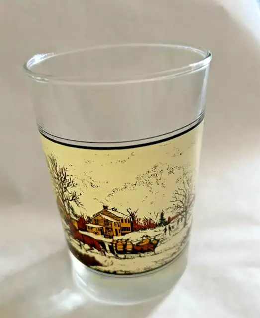 1981 Currier & Ives Arby's Winter 4.5" Collector Series THE ROAD IN WINTER Glass