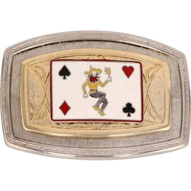 Joker Carta Player Azzardo 21 Giullare Biker Western NOS Vintage Cintura Fibbia