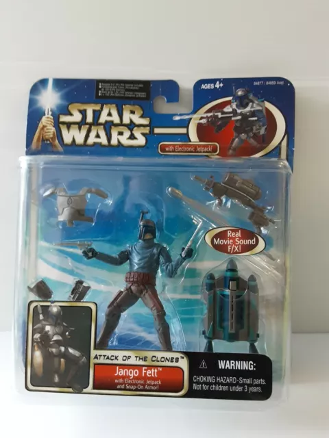 Star Wars Attack of the Clones Jango Fett Electronic Jetpack Action Figure -2002