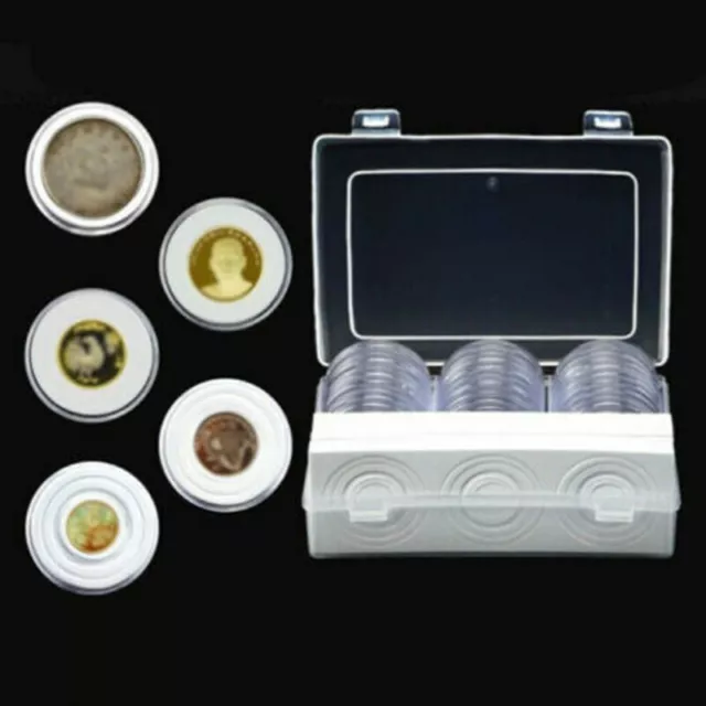 30 Pieces Coin Cases Capsules Holder Applied Clear Plastic Round Storage Box 3