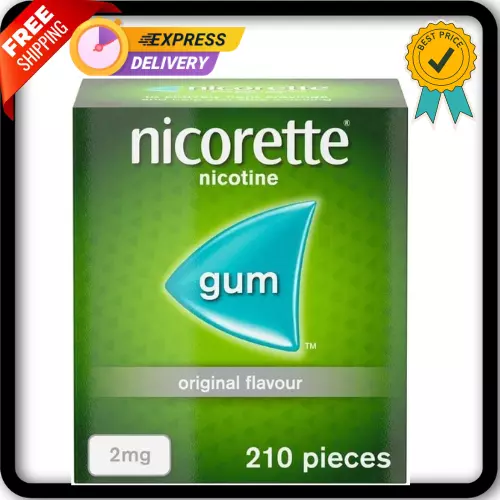 Nicorette Gum 2mg Original Flavour Nicotine Chewing Gum 210 for Quit Smoking