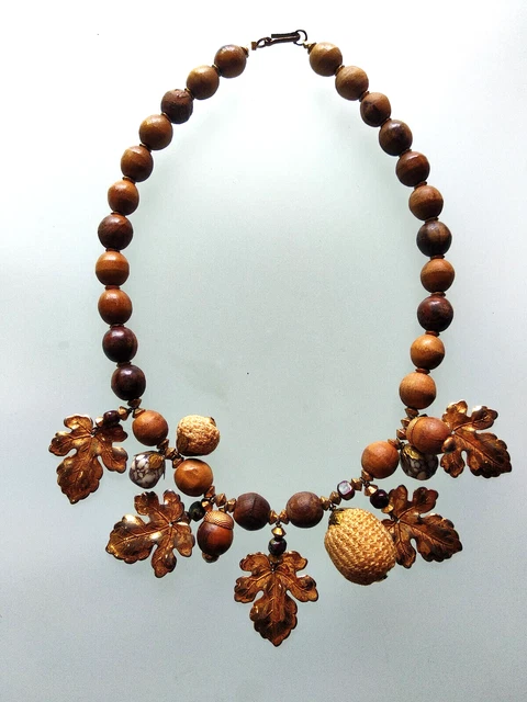 Ancien Collier Chapelet Art Déco – Métal Argenté, Style Art Nouveau