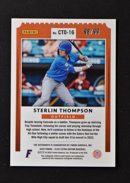 2022 Elite Extra Edition College Tickets Optic #16 Sterlin Thompson /99 2