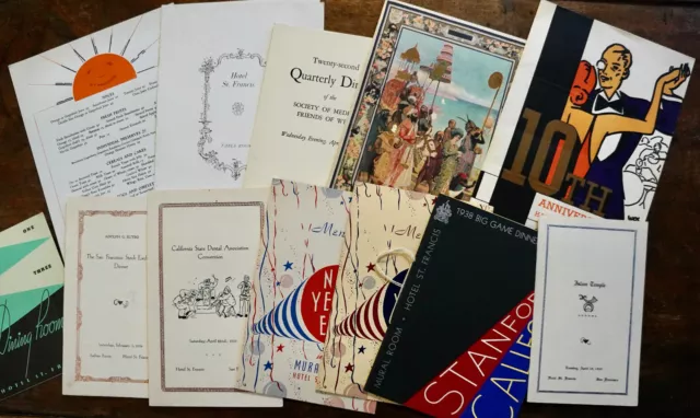 12 Menus Hotel Saint Francis De San Francisco Entre 1921 Et 1949