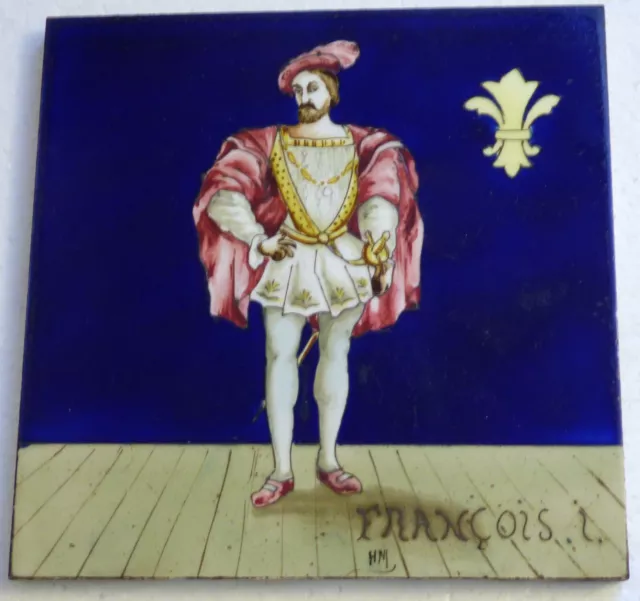 ° Rare Francis I - King of France Tile Carreau Francois premier tubelined Fliese