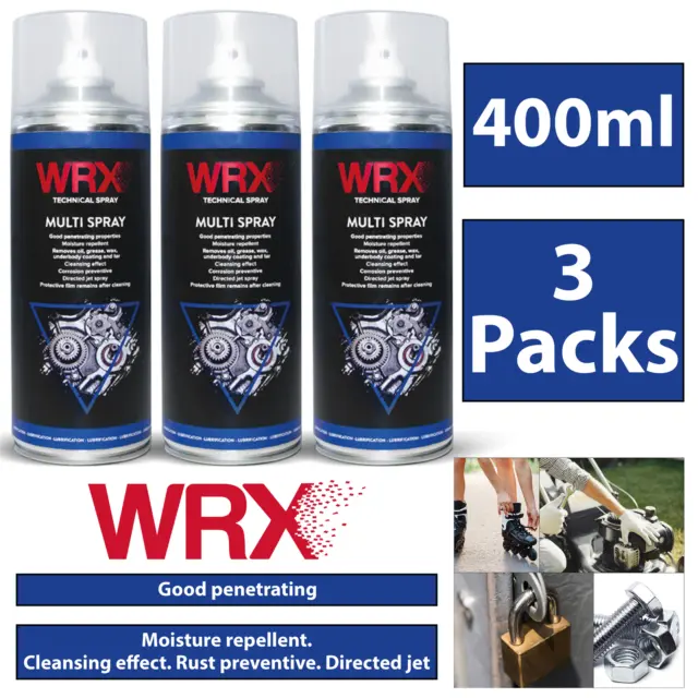 3X WRX Multi Spray 400ml Universal Oil To Lubricate Protect Metal Plastic
