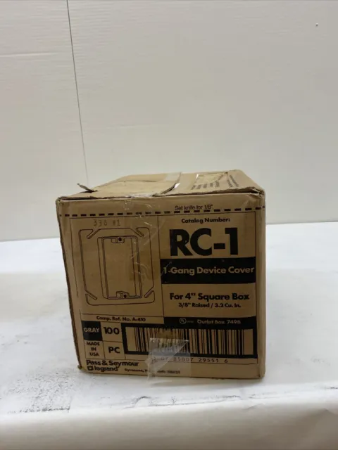 P&S Gris Termoplástico M100 Pizarra Elevado 1 Banda 4" Caja Cuadrada RC-1 (paquete de 100)