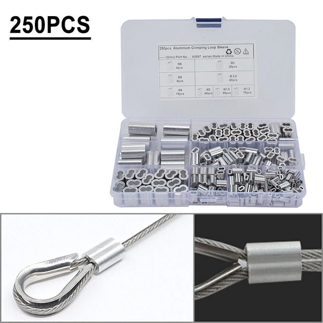 Double Barrel Ferrule Crimping Loop Sleeve For Wire Rope Cable Line End 250Pcs