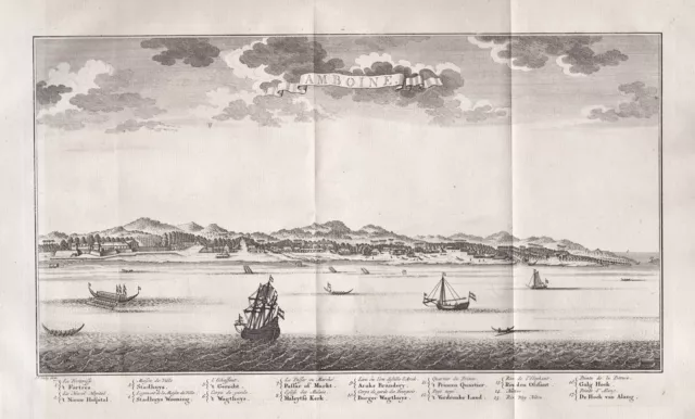 Ambon Maluku Indonesia Indonesien Kupferstich engraving Schley 1763