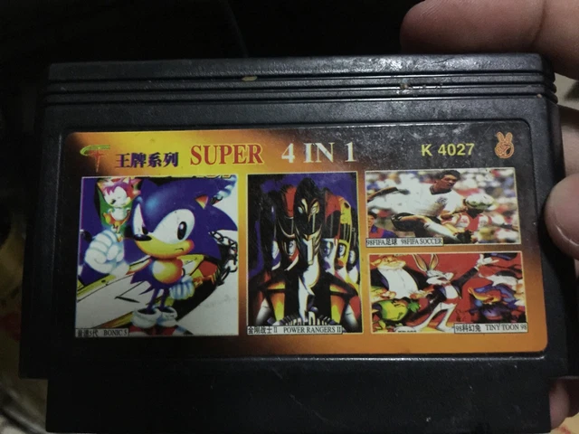 JEU FAMICOM NES K4027 4 en 1 Sonic, Power Rangers, Fifa Soccer, Tiny ...